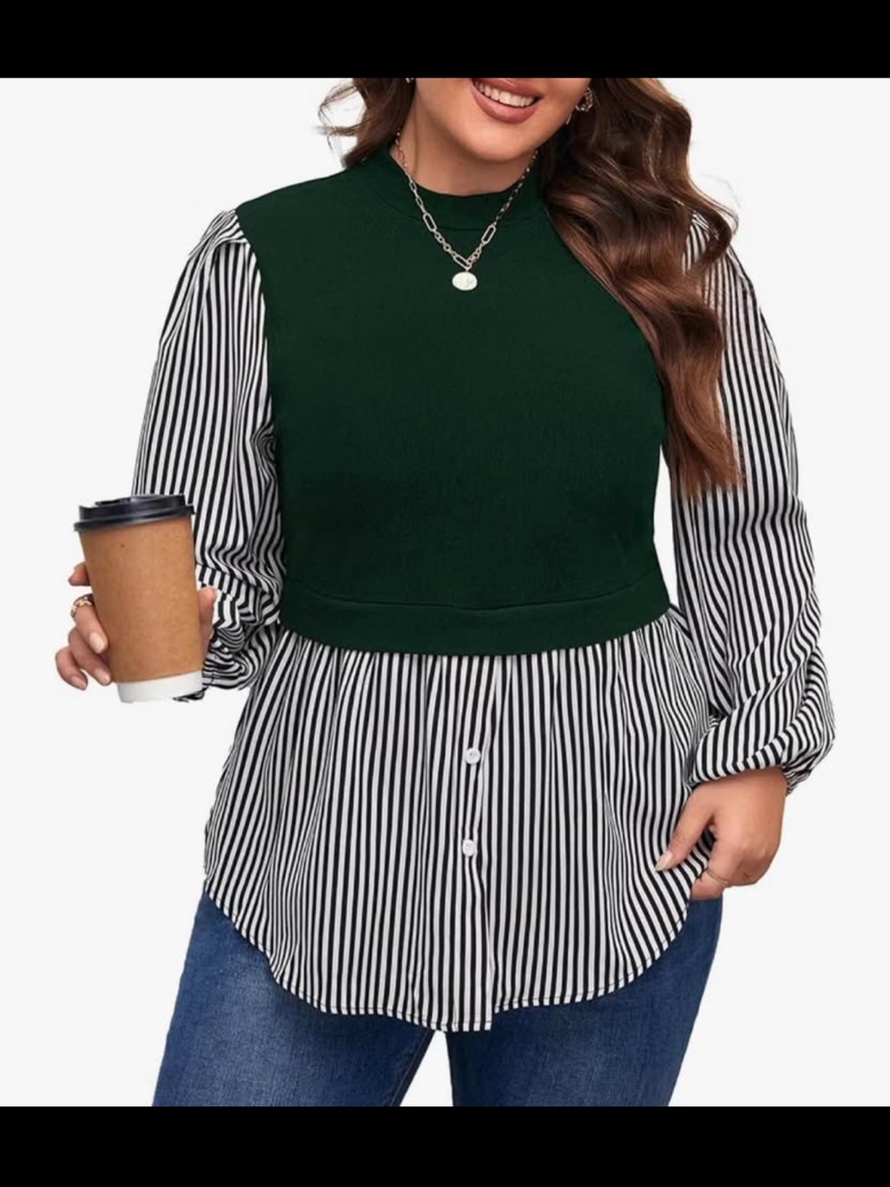 BRAND NEW WITH TAGS Women’s Plus Size 3X Green & Striped Blouse